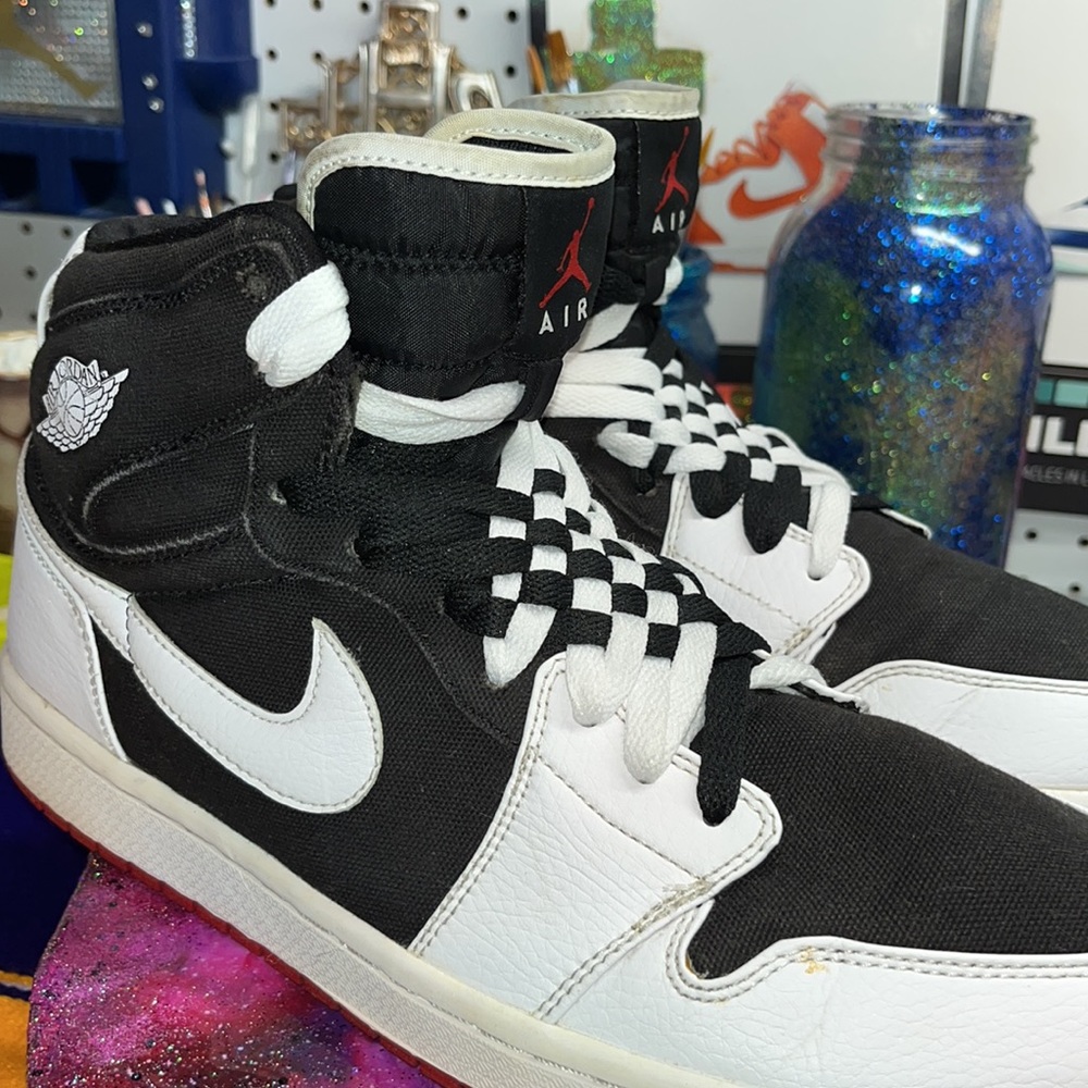 Air Jordan 1 High Strap 2008 White Black Varsity Red 342132-101. Size 12   9/10
